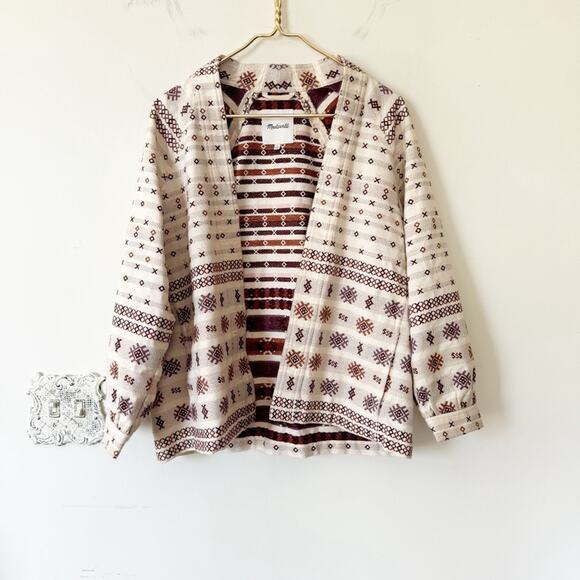 Madewell Aztec Boho Embroidered Kimono Wrap Jacket S - Picture 2 of 12